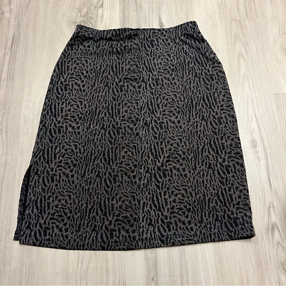 NWT vintage black gray animal print midi skirt sz M. Extra stretchy and sexy - Picture 3 of 9